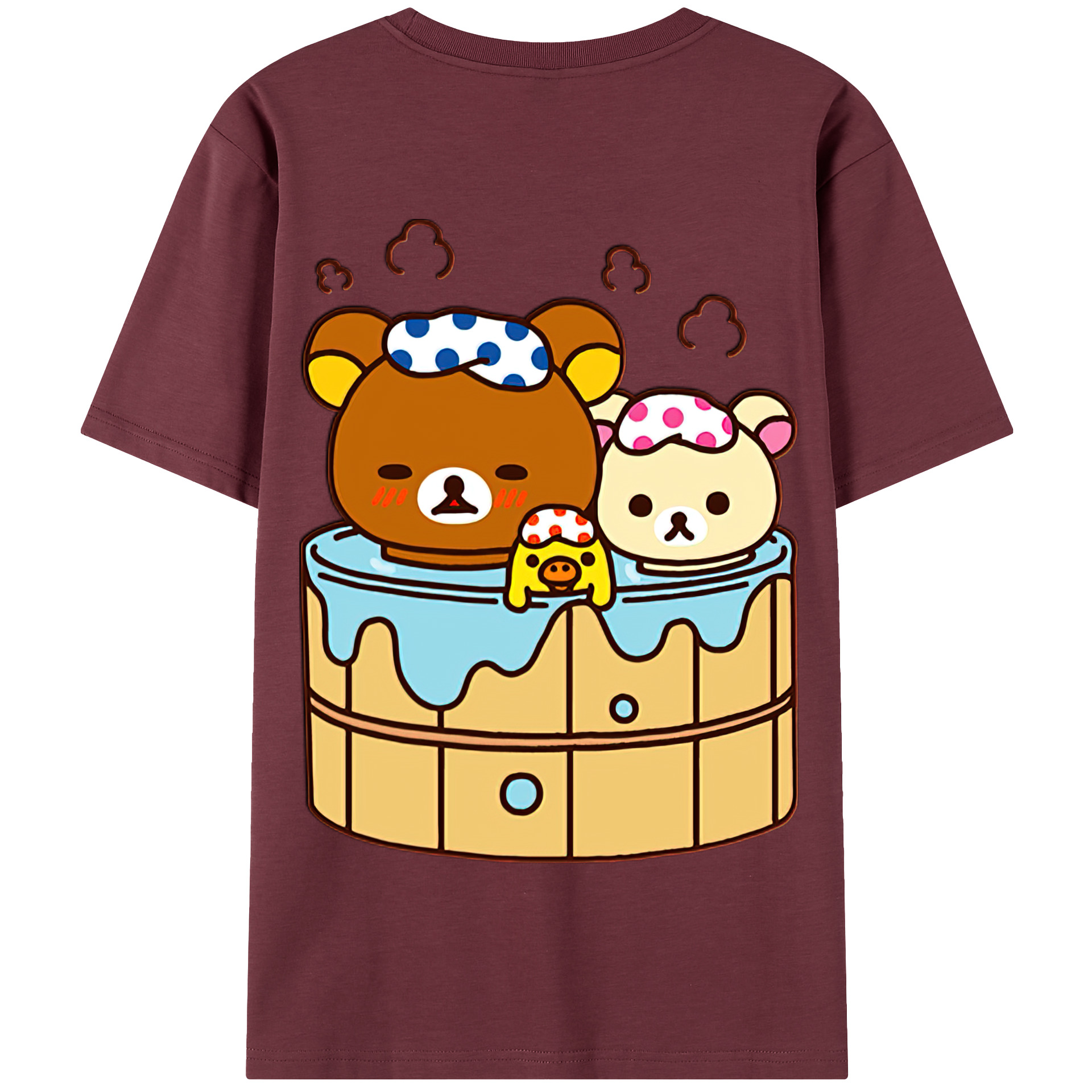 （画像用） リラックマ リラックマ キイロイトリ Rilakkuma Korilakkuma Kiiroitori 綿100％半袖Tシャツ（背面プリント）